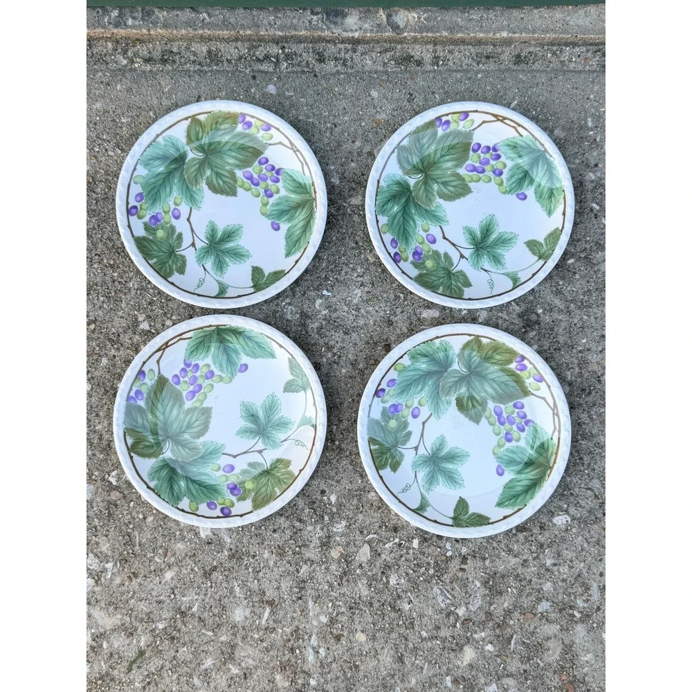 Nikko Japan Grapevine Salad Dessert Plates Set‎ 4 Vineyard Leaf Tableware